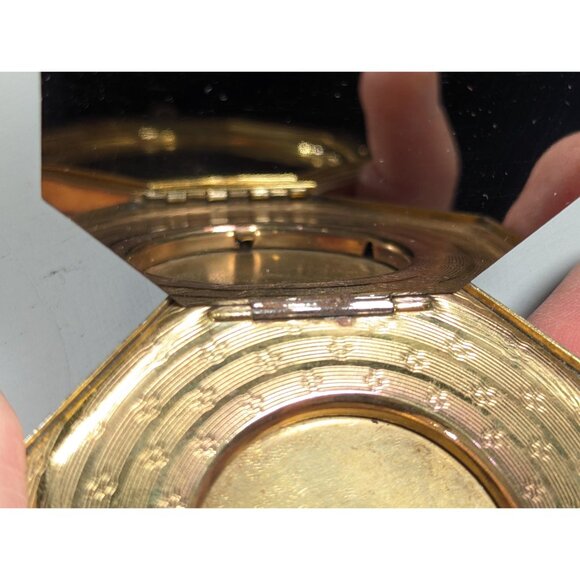 1920s Baby Blue Guilloche Enamel Compact, Fancy powder, rouge & mirror compact, - Picture 14 of 16